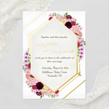 Carton d'invitation de mariage au feuillage de pae