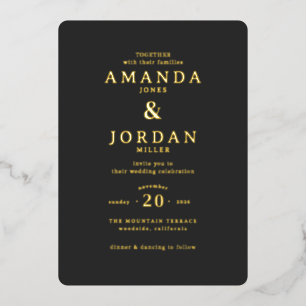 Invitation En Aluminium Carton d'invitation de mariage élégant noir et or
