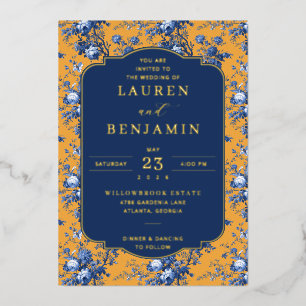 Invitation En Aluminium Carton d'invitation de mariage floral au moutarde 