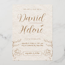 Carton d'invitation de mariage floral beige élégan