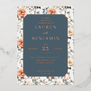 Invitation En Aluminium Carton d'invitation de mariage floral élégant mari