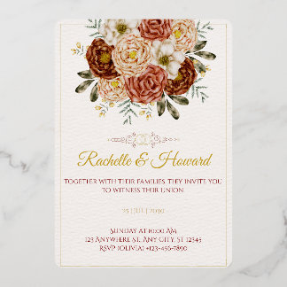 Invitation En Aluminium Carton d'invitation de mariage floral or rose élég