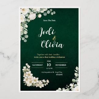 Invitation En Aluminium Carton d'invitation de mariage floral vert émeraud
