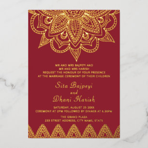 Invitation En Aluminium Carton d'invitation de mariage indien à feuilles d