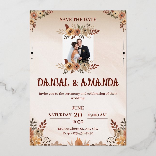 Invitation En Aluminium Carton d'invitation de mariage rustique boho modif (Recto)