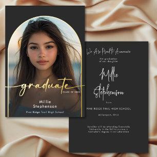 Invitation En Aluminium Carton d'invitation de remise de diplômes minimal 