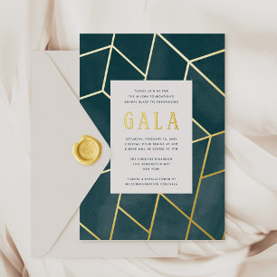 Invitation En Aluminium Carton d'invitation géométrique vert émeraude avec