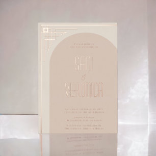 Invitation En Aluminium Carton d'invitation Moderne Décor Doré Arche Beige