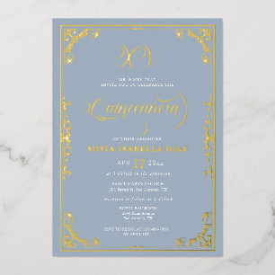 Invitation En Aluminium Carton d'invitation Quinceañera bleu poussiéreux à
