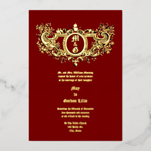 Invitation En Aluminium Cartouche Baroque Rococo Cœurs Flamboyants & Oisea