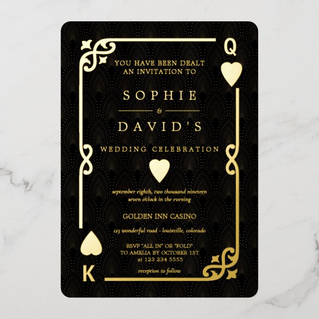 Invitation En Aluminium Casino glamour Las Vegas Poker Mariage Real (Recto)