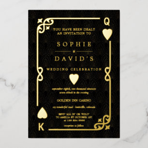 Invitation En Aluminium Casino Las Vegas Poker Mariage Feuille D'Or Glam