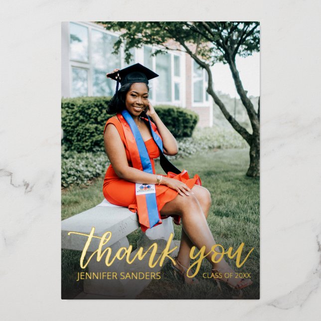 Invitation En Aluminium Casquette de la photographie Merci de calligraphie (Recto)