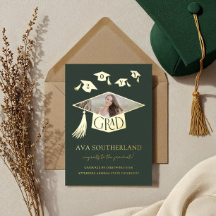 Invitation En Aluminium Casquette diplômé Tassel Photo Graduation Faire-pa