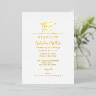 Invitation En Aluminium Casquette d'or Graduation simple