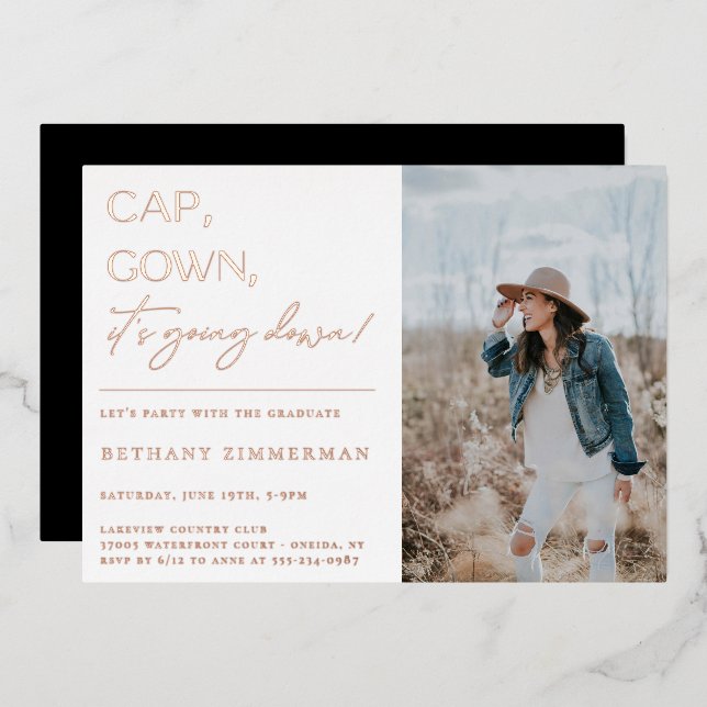 Invitation En Aluminium Casquette Gown ça va faire tomber la fête de l'obt (Recto/Verso)