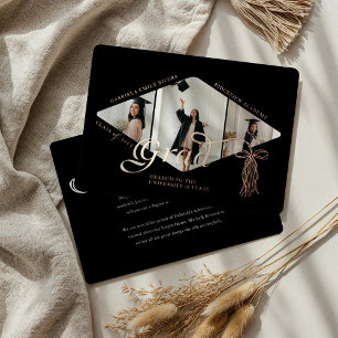 Invitation En Aluminium Casquette Grad Bow & Tassel Photo Collage Faire-pa