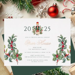 Invitation En Aluminium Casse-Noisette de Noël Maison Ouverte Fête Rose Go