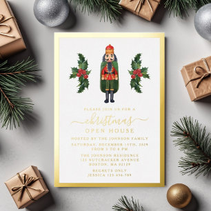 Invitation En Aluminium Casse-noisette élégant Noël Open House Or