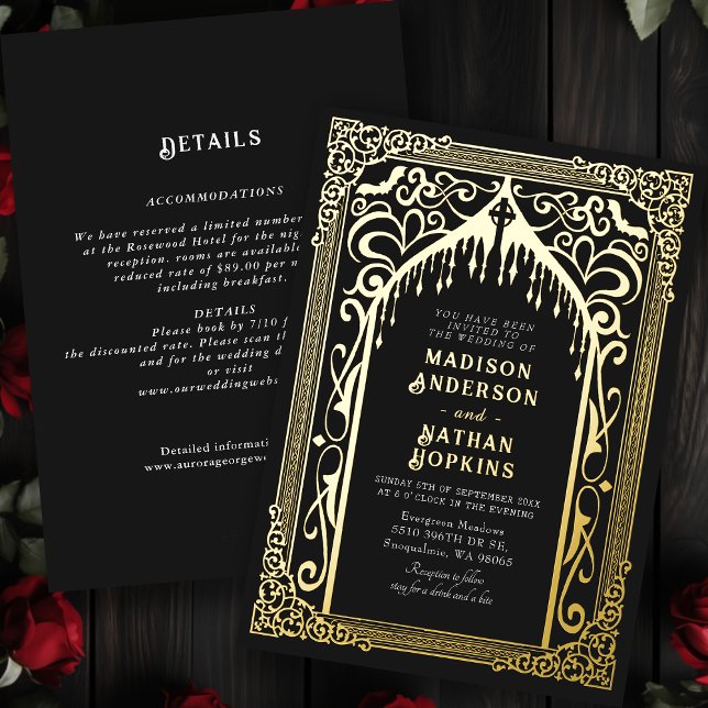 Invitation En Aluminium Cathédrale gothique Vampire Mariage All-In-One (Créateur téléchargé)