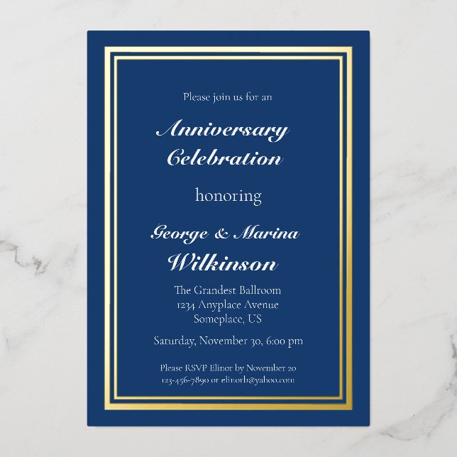 Invitation En Aluminium Célébration d'anniversaire de mariage  (Recto)