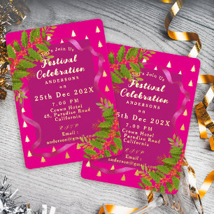 Invitation En Aluminium Célébration de festival Noël Rouge