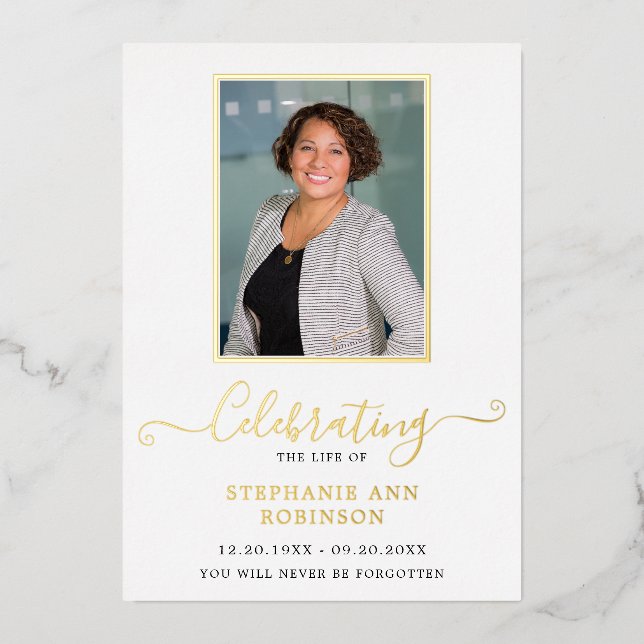 Invitation En Aluminium Célébration de la vie Photo Ordre du service (Recto)