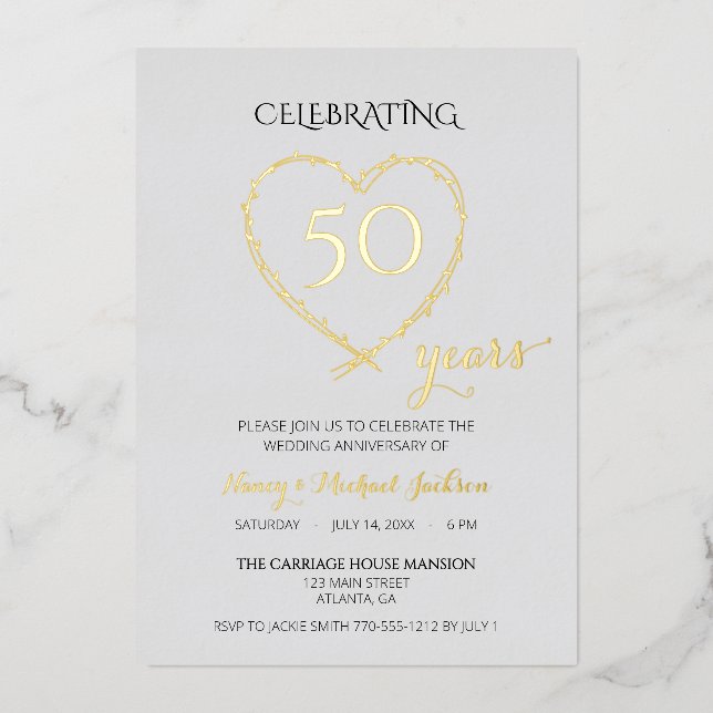 Invitation En Aluminium Célébration du 50ème anniversaire Photo (Recto)