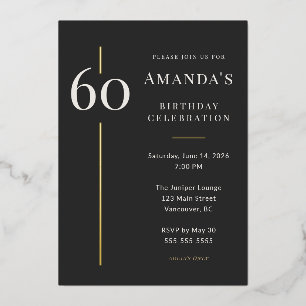 Invitation En Aluminium Célébration du 60e anniversaire Black Gold