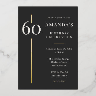 Invitation En Aluminium Célébration du 60e anniversaire Black Gold