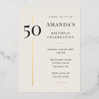Invitation En Aluminium Célébration élégante de 50 ans d'anniversaire Crèm