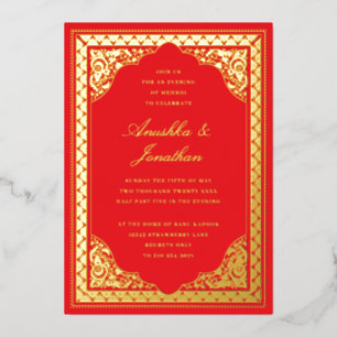 Invitation En Aluminium Célébration indienne Mariage Mehndi Party Feuille 