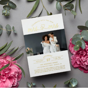 Invitation En Aluminium Célébrez avec les nouveaux Mme & Mme Photo