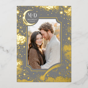 Invitation En Aluminium Céleste Romantique Starry Night Mariage Photo