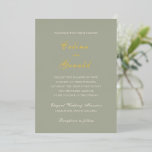 Invitation En Aluminium Celine Muted Green Mariage élégant<br><div class="desc">Invitations de mariage classiques avec un design simple et intemporel avec un script élégant et des polices serif traditionnelles.</div>