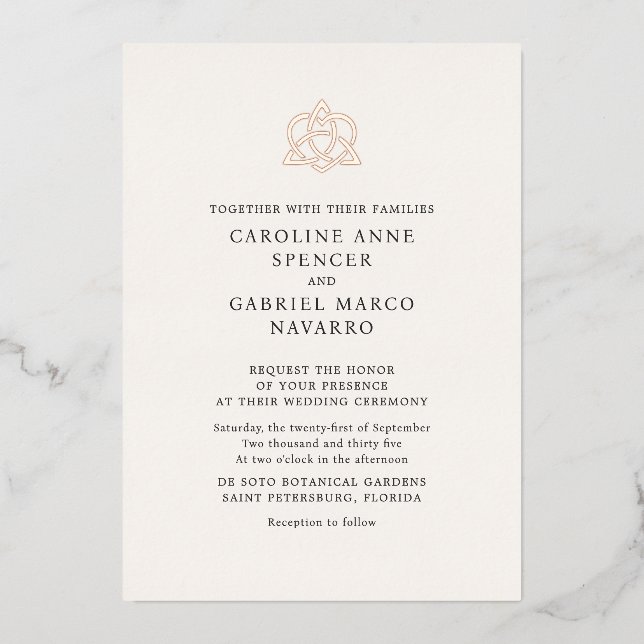 Invitation En Aluminium Celtic Knot Irish Wedding (Recto)