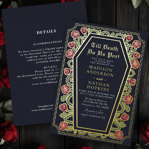 Invitation En Aluminium Cercueil Rose Bleue Gothique Mariage Tout en un