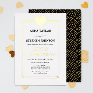 Invitation En Aluminium Cérémonie d'amour et d'engagement Gold Heart