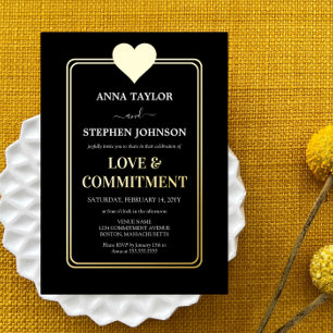 Invitation En Aluminium Cérémonie d'amour et d'engagement Lux Black Gold