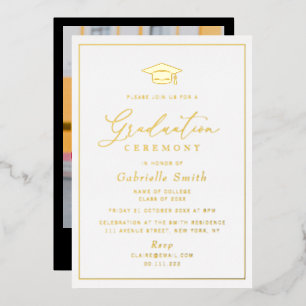 Invitation En Aluminium Cérémonie de graduation minimale simple de feuille