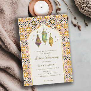 Invitation En Aluminium Cérémonie de Mehndi avec des Tealights Florales Cl