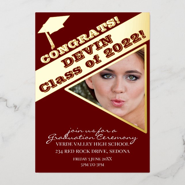 Invitation En Aluminium Cérémonie de remise des diplômes photo Couleurs de (Recto)