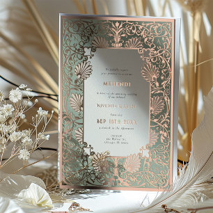 Invitation En Aluminium Cérémonie MEHENDI Rose Gold Accents de mariage