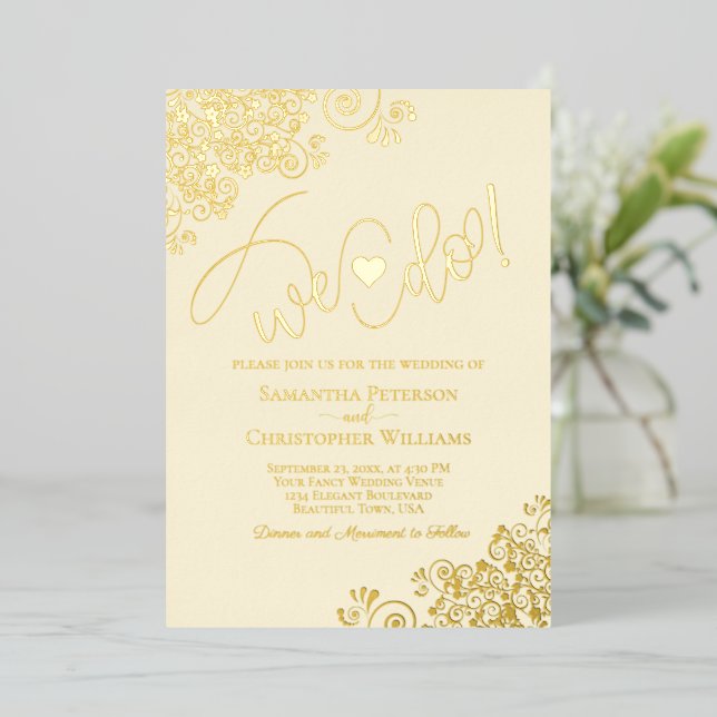 Invitation En Aluminium C'Est Ce Que Nous Faisons ! Cute Moderne Mariage i (Debout devant)