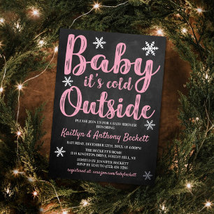 Invitation En Aluminium C'est Froid Dehors Filles Baby Shower d'Hiver