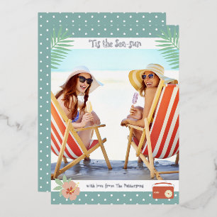 Invitation En Aluminium 'C'Est La Plage Tropicale Mer-Soleil Noël Été