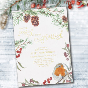 Invitation En Aluminium C'Est La Saison Robin Winter Fête des mariées Gold