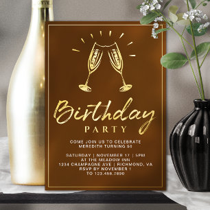Invitation En Aluminium Champagne Cheveux Burange Rust & Gold Anniversaire
