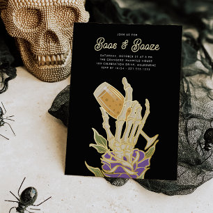 Invitation En Aluminium Champagne Ghoost "Boos & Booze" Halloween Party