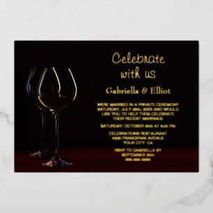 Invitation En Aluminium Champagne Glass Réception de mariage Foil Invitati